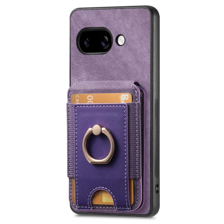 For Google Pixel 9a Retro Splitable Magnetic Stand Card Bag Leather Phone Case(Purple)