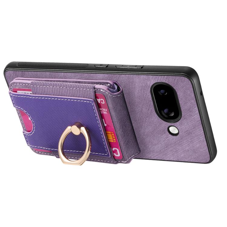 For Google Pixel 9a Retro Splitable Magnetic Stand Card Bag Leather Phone Case(Purple)