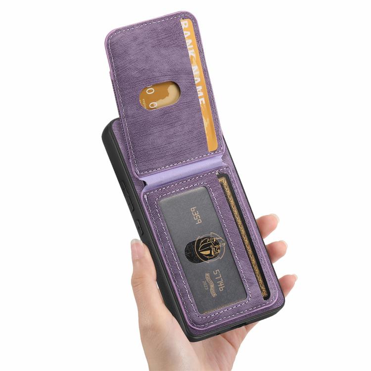 For Google Pixel 9a Retro Splitable Magnetic Stand Card Bag Leather Phone Case(Purple)