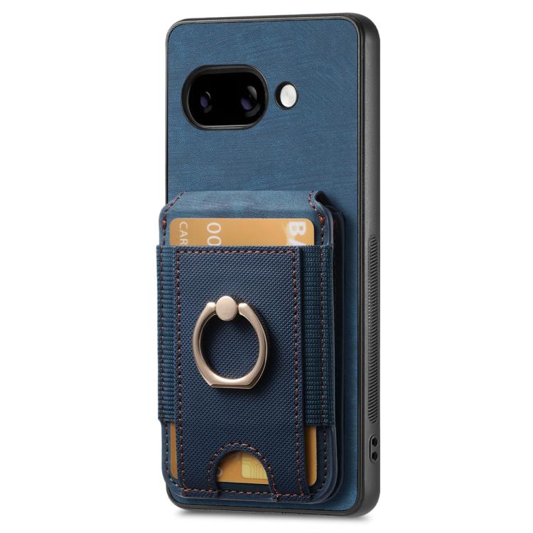 For Google Pixel 9a Retro Splitable Magnetic Stand Card Bag Leather Phone Case(Blue)