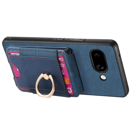 For Google Pixel 9a Retro Splitable Magnetic Stand Card Bag Leather Phone Case(Blue)