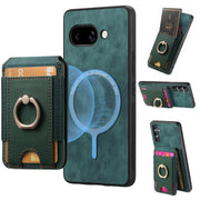 For Google Pixel 9a Retro Splitable Magnetic Stand Card Bag Leather Phone Case(Green)