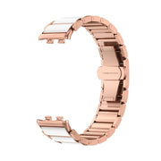 For Honor Band 9 Butterfly Buckle Ceramic White Metal Watch Band(Rose Gold)