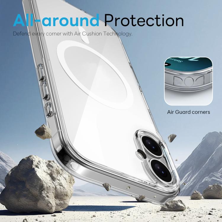 For iPhone 16 Plus NORTHJO 3 in 1 PC Magnetic Phone Case with Screen Film and Lens Film(Clear)