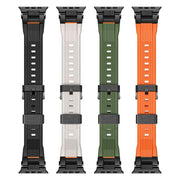 For Apple Watch 46mm / 49mm / 45mm / 44mm Stainless Steel Connector Vertical Grain TPU Watch Band(Starlight)