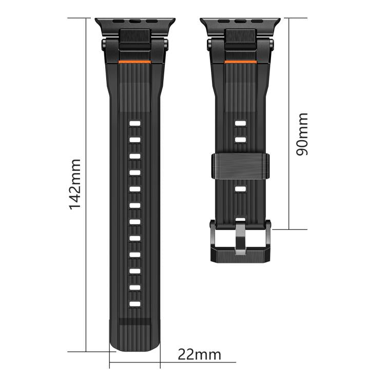 For Apple Watch 46mm / 49mm / 45mm / 44mm Stainless Steel Connector Vertical Grain TPU Watch Band(Starlight)