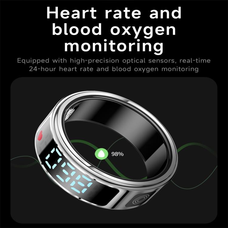 SR08 SIZE 8 Smart Ring, Support Hand Gestures Control / Wellness Tracking / Multiple Sports Modes(Black)