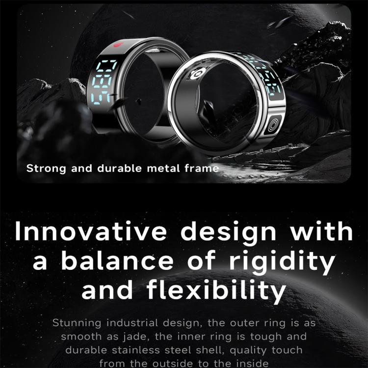 SR08 SIZE 9 Smart Ring, Support Hand Gestures Control / Wellness Tracking / Multiple Sports Modes(Black)