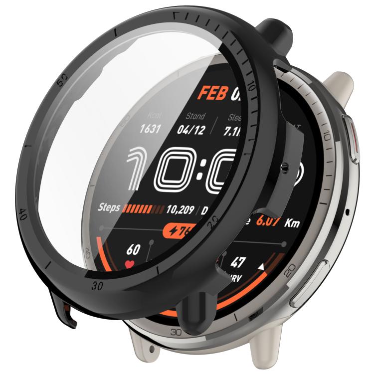 For Amazfit Active 2 A2437 Tempered Film Integrated PC Watch Protective Case(Black)
