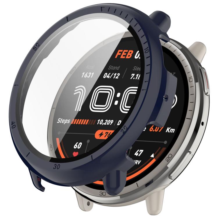 For Amazfit Active 2 A2437 Tempered Film Integrated PC Watch Protective Case(Ink Blue)