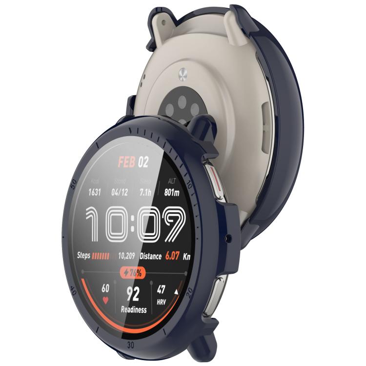 For Amazfit Active 2 A2437 Tempered Film Integrated PC Watch Protective Case(Ink Blue)