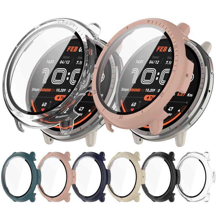 For Amazfit Active 2 A2437 Tempered Film Integrated PC Watch Protective Case(Black)