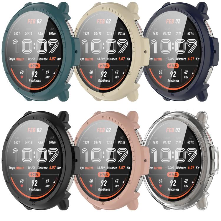For Amazfit Active 2 A2437 Tempered Film Integrated PC Watch Protective Case(Black)
