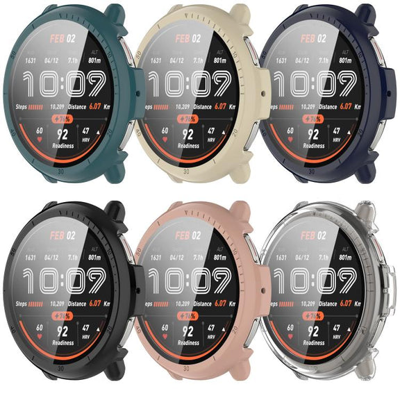 For Amazfit Active 2 A2437 Tempered Film Integrated PC Watch Protective Case(Pine Green)