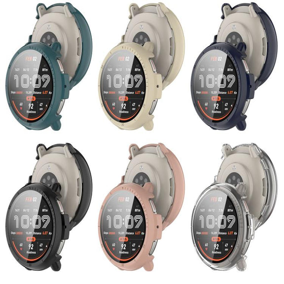 For Amazfit Active 2 A2437 Tempered Film Integrated PC Watch Protective Case(Black)