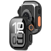For Apple Watch Series 10 46mm Change to Ultra 49mm Tempered Film Integrated PC Button Watch Case(Black)