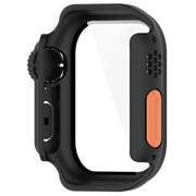 For Apple Watch Series 10 46mm Change to Ultra 49mm Tempered Film Integrated PC Button Watch Case(Black)
