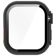 For Apple Watch Series 10 46mm Change to Ultra 49mm Tempered Film Integrated PC Button Watch Case(Black)