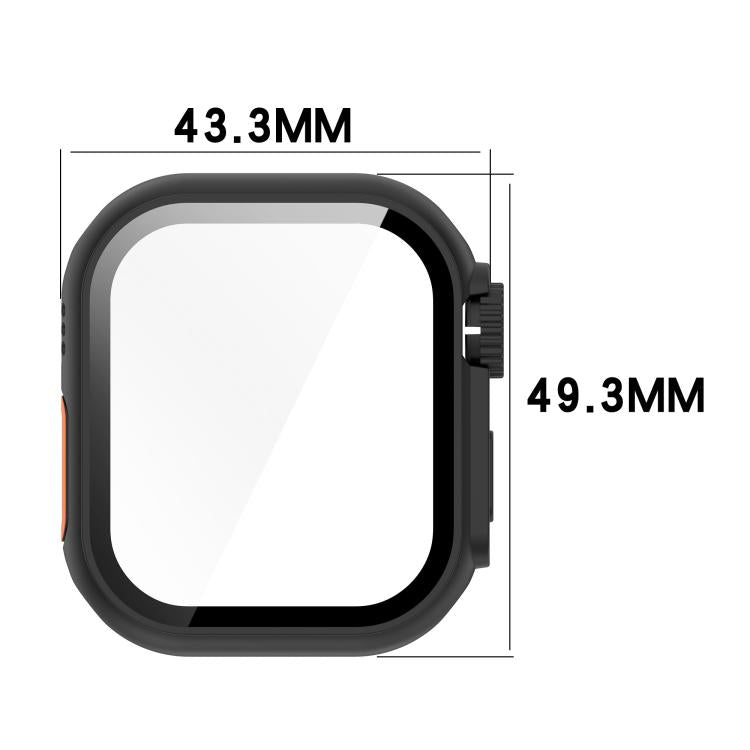 For Apple Watch Series 10 46mm Change to Ultra 49mm Tempered Film Integrated PC Button Watch Case(Black)