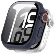 For Apple Watch Series 10 46mm Change to Ultra 49mm Tempered Film Integrated PC Button Watch Case(Midnight Blue)