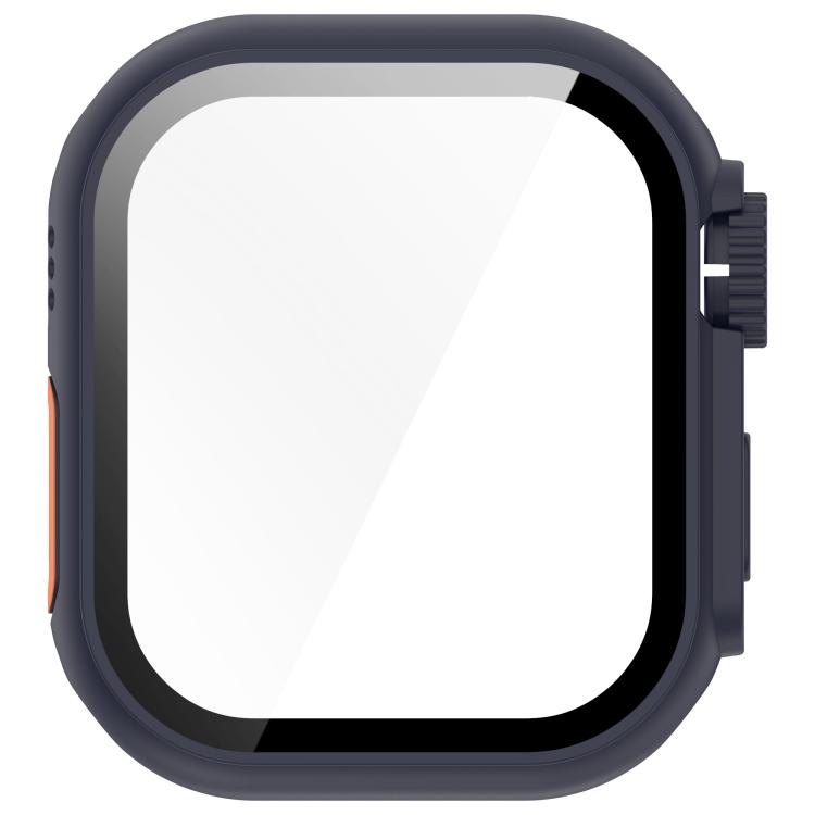 For Apple Watch Series 10 46mm Change to Ultra 49mm Tempered Film Integrated PC Button Watch Case(Midnight Blue)