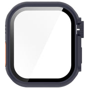 For Apple Watch Series 10 46mm Change to Ultra 49mm Tempered Film Integrated PC Button Watch Case(Midnight Blue)