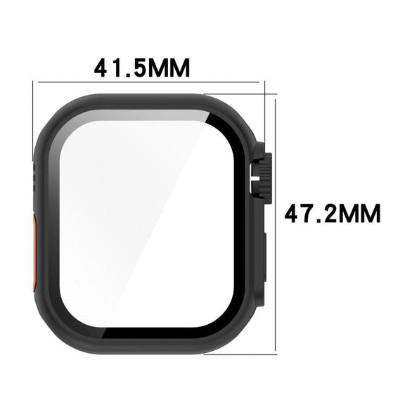 For Apple Watch Series 6/5/4/SE/SE2 44mm Change to Ultra 49mm Tempered Film Integrated PC Button Watch Case(Black)