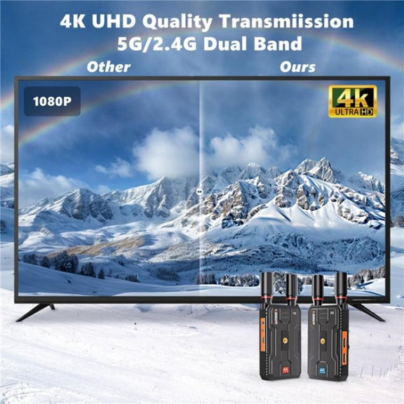 VRRIIS 097PRO Outdoor Live Streaming Audio Video Wireless Transmitter Receiver 4K HD Extender, Plug:EU Plug