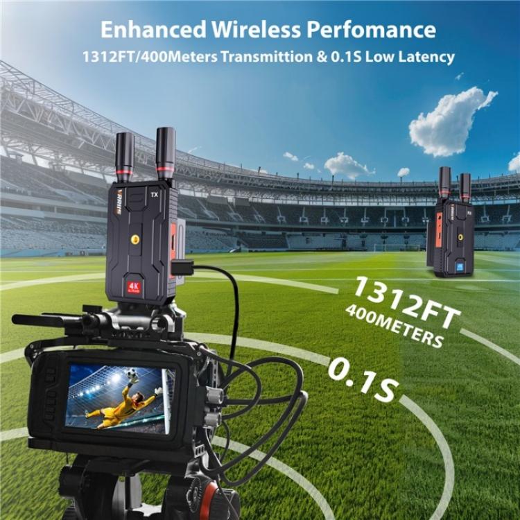 VRRIIS 097PRO Outdoor Live Streaming Audio Video Wireless Transmitter Receiver 4K HD Extender, Plug:EU Plug
