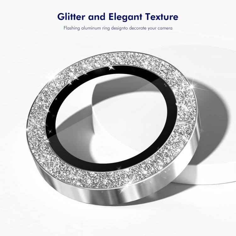 For iPhone 16e ENKAY Hat-Prince Glitter Rear Camera Lens Aluminium Alloy Ring Tempered Glass Film(Silver)