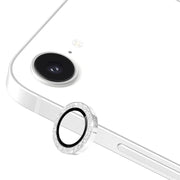 For iPhone 16e ENKAY Hat-Prince Glitter Rear Camera Lens Aluminium Alloy Ring Tempered Glass Film(Silver)