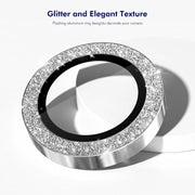 For iPhone 16e ENKAY Hat-Prince Glitter Rear Camera Lens Aluminium Alloy Ring Tempered Glass Film(Silver)