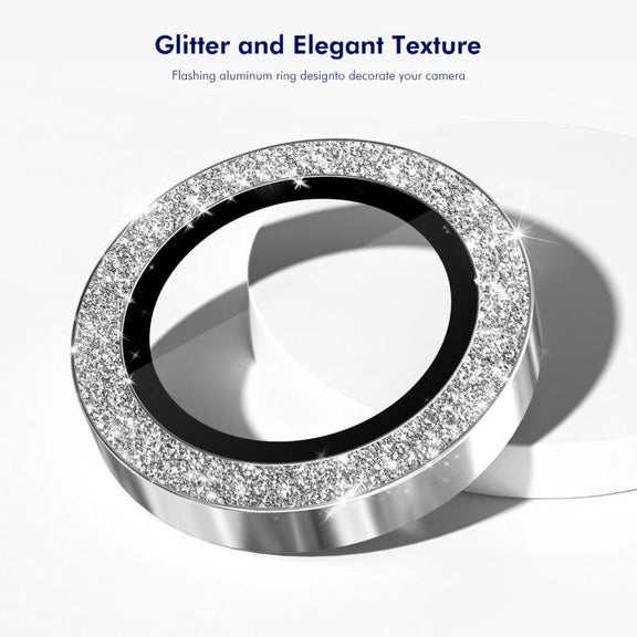For iPhone 16e ENKAY Hat-Prince Glitter Rear Camera Lens Aluminium Alloy Ring Tempered Glass Film(Silver)