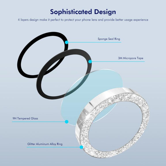 For iPhone 16e ENKAY Hat-Prince Glitter Rear Camera Lens Aluminium Alloy Ring Tempered Glass Film(Silver)