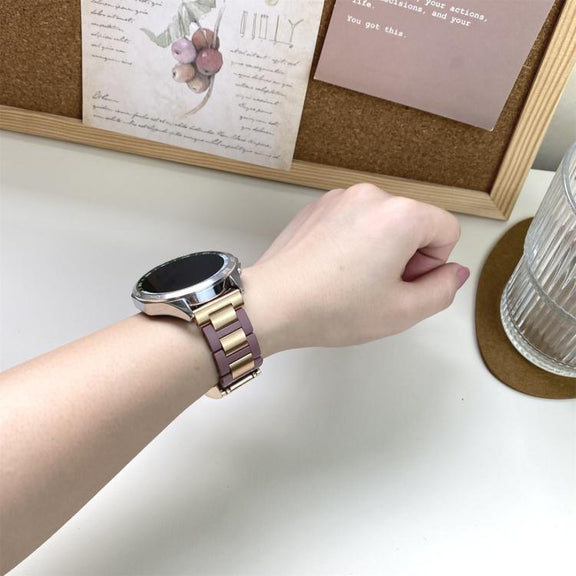 22mm Folding Magnetic Buckle Stainless Steel Rubber Watch Band(Purple+Rose Gold)