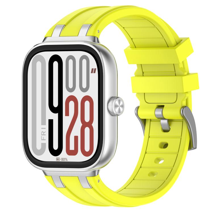 For Redmi Watch 5 / Xiaomi Smart Band 9 Pro Silver Metal Connector Silicone Watch Band(Yellow)