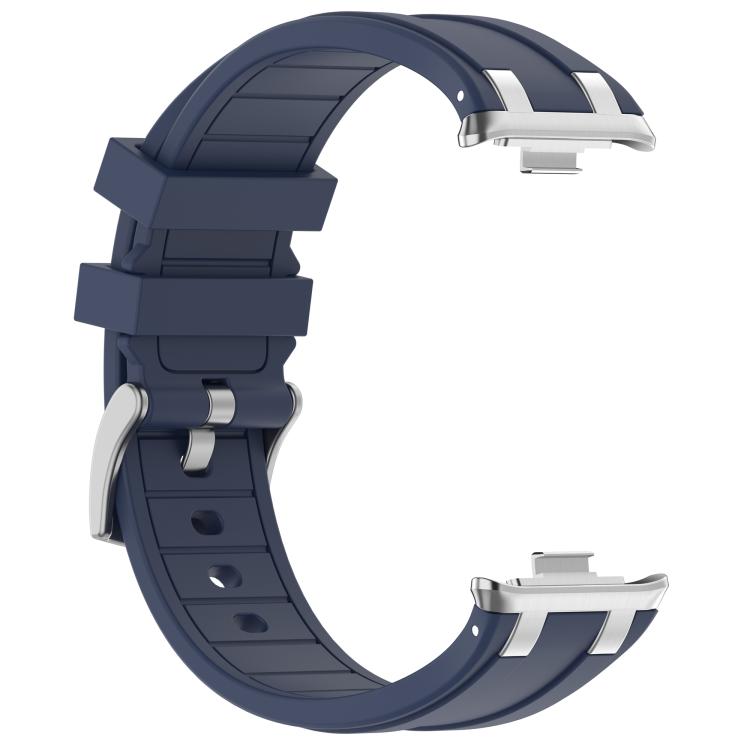 For Redmi Watch 5 / Xiaomi Smart Band 9 Pro Silver Metal Connector Silicone Watch Band(Navy Blue)