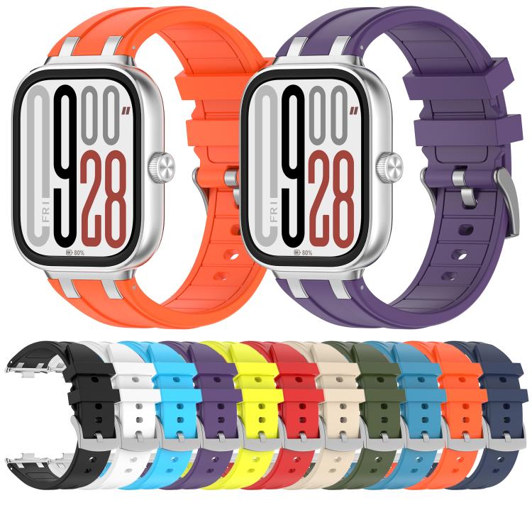 For Redmi Watch 5 / Xiaomi Smart Band 9 Pro Silver Metal Connector Silicone Watch Band(White)