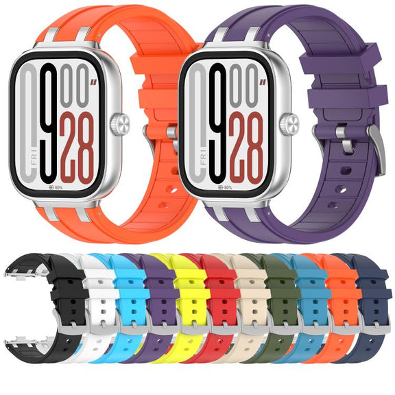 For Redmi Watch 5 / Xiaomi Smart Band 9 Pro Silver Metal Connector Silicone Watch Band(Starlight)