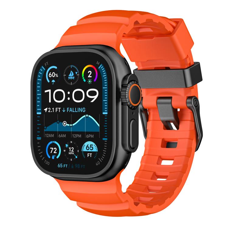 For Apple Watch 46mm / 49mm / 45mm / 44mm Black Buckle Field Path Fluororubber Watch Band(Orange)