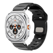For Samsung Galaxy Watch Ultra 47mm Silver Connector Reverse Buckle Fluororubber Watch Band(Black)