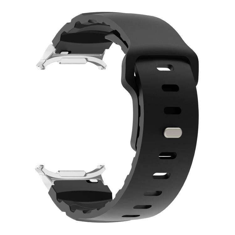 For Samsung Galaxy Watch Ultra 47mm Silver Connector Reverse Buckle Fluororubber Watch Band(Black)