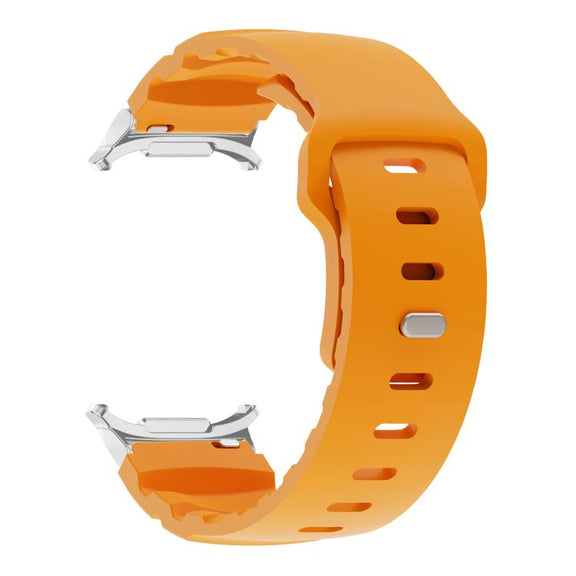 For Samsung Galaxy Watch Ultra 47mm Silver Connector Reverse Buckle Fluororubber Watch Band(Yellow)