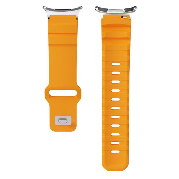 For Samsung Galaxy Watch Ultra 47mm Silver Connector Reverse Buckle Fluororubber Watch Band(Yellow)