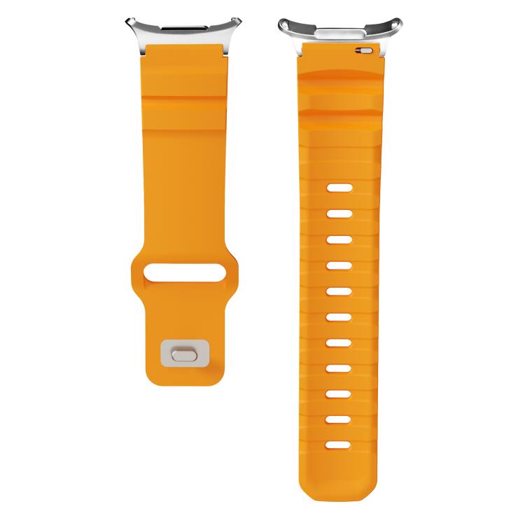 For Samsung Galaxy Watch Ultra 47mm Silver Connector Reverse Buckle Fluororubber Watch Band(Yellow)