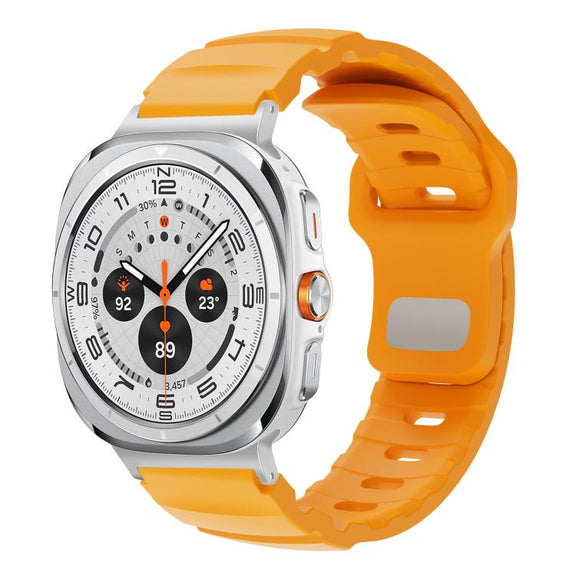 For Samsung Galaxy Watch Ultra 47mm Silver Connector Reverse Buckle Fluororubber Watch Band(Yellow)