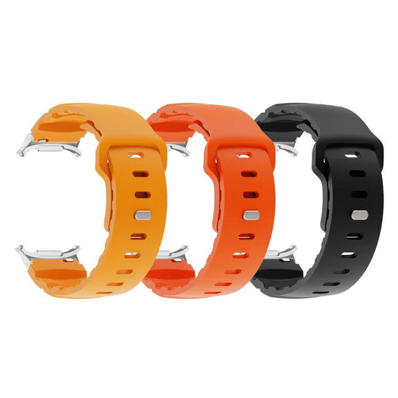 For Samsung Galaxy Watch Ultra 47mm Silver Connector Reverse Buckle Fluororubber Watch Band(Black)