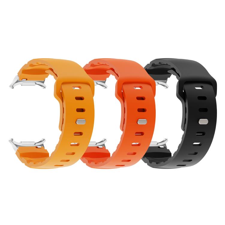 For Samsung Galaxy Watch Ultra 47mm Silver Connector Reverse Buckle Fluororubber Watch Band(Yellow)