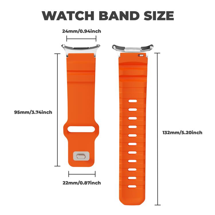 For Samsung Galaxy Watch Ultra 47mm Silver Connector Reverse Buckle Fluororubber Watch Band(Yellow)