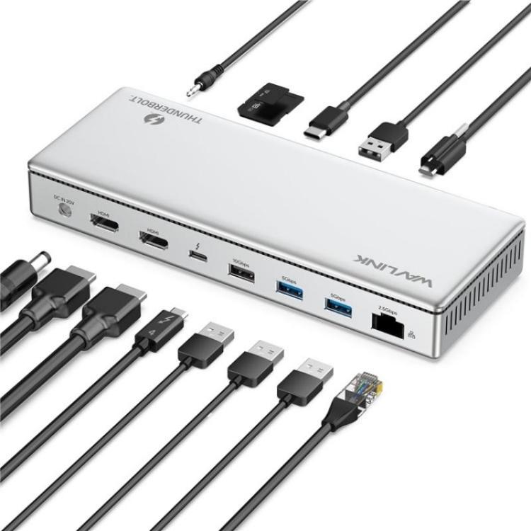 WAVLINK UTD45 96W Charging 8K / 4K Display Thunderbolt 4 Docking Station 13-in-1 Hub(AU Plug)